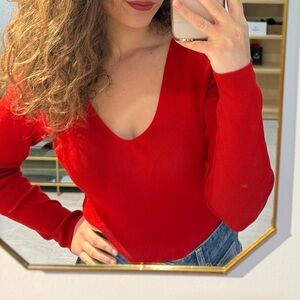 Koton Vibrant Red V-Neck Blouse
